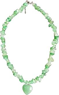 – Natural Raw Green Aventurine Stone Beads with Heart Shaped Pendant Necklace PN2278