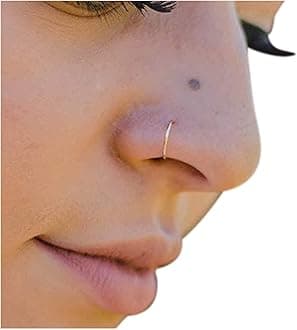 14K Solid Gold Nose Ring Hoop 22G – Yellow, White (Palladium), or Rose Gold – 7mm & 8mm Sizes – Hypoallergenic Nose Hoop, Septum or Cartilage Piercing Jewelry for Women