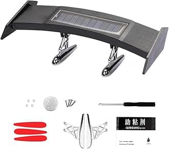 uuakarin Mini Spoiler Auto Car Tail Decoration Spoiler Wing Carbon Fiber Can be Luminous Solar Charging Punch-Free Tail Light