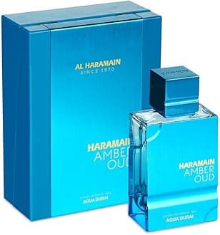 Haramain Amber Oud Aqua Dubai 75ml Extrait de Parfum | Luxury Fragrance with Bergamot, Amber, Musk & Vanilla | Fresh, Elegant, and Long-Lasting | Inspired by Dubai’s Aquatic Allure