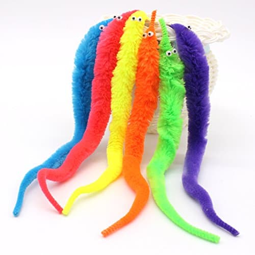 Eatech Soft Plush Chenille Twisty Wiggle Fuzzy Worm Magic Caterpillar Sea Horse Snake Tail Trick Toys for Kids, Children | Pack of 6 Pieces - Multi Colour