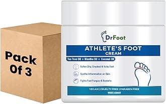 Dr Foot Athlete’s Foot Cream, Especially for the Athlete’s Feet, With the Goodness of Tea Tree Oil, Menthol Oil, Coconut Oil, Neem Oil, Apple Cider Vinegar, Vitamin E Oil - 100gm (Pack of 3)