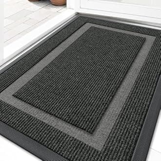 OLANLY Front Door Mat Indoor Outdoor Entrance, Waterproof All-Season, All-Weather Doormat, Durable Natural Rubber, Fade Resistant, Low Profile, Easy Clean Patio Porch Entryway Mat, 36x24, Black