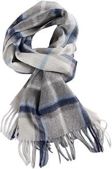 Pure Wool Scarves For men women, Pashmina Tartan Scarf,Cold Weather Scarf, Vertical Stripe Knit Winter Scarf