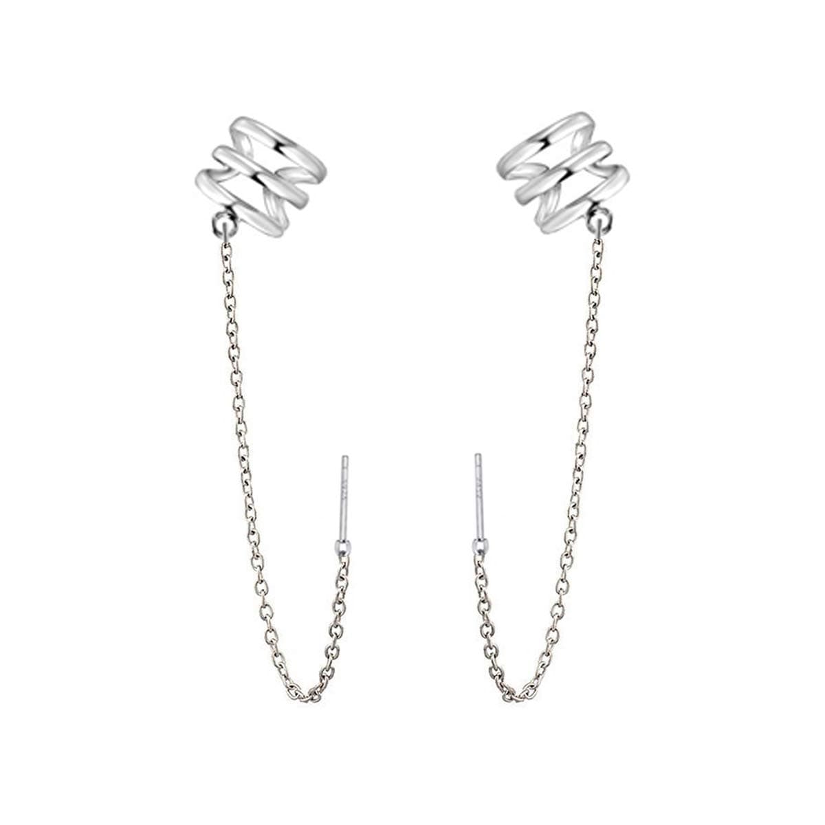 SLUYNZ 925 Sterling Silver Ear Cuff Earrings Chain for Women Crawler Earrings Wrap Helix Climber Earrings