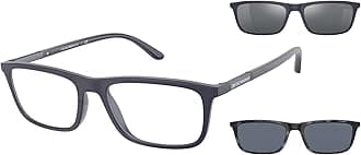Emporio Armani mens Ea4160 Prescription Eyewear Frames With Two Interchangeable Sun Clip-ons Rectangular Prescription Eyewear Frames