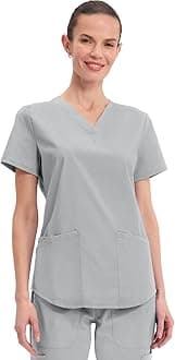 Cherokee Scrubs for Women V-Neck Top, 3 Pockets, Fade Resistant, Soft Stretch Fabric with Shirttail Hem & Side vents - WW665
