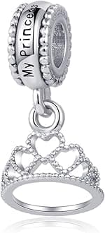 TGLS Princess Queen Crown Charm Compatible With Pandora Bracelets Jewelry Birthday Gifts for Mother Girlfriend Daughter Her Women