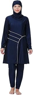 FYMNSI Women Modest Muslim Swimsuits Plus Size Full Body Islamic Burkini Hijab 3 Piece Long Sleeve Rash Guard Skirt Swimwear