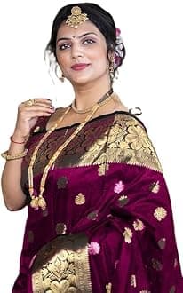 Women's Pure Soft Kanjivaram Silk Saree For Wedding Banarasi Style Sari With Blouse Piece (Vruksh-50)