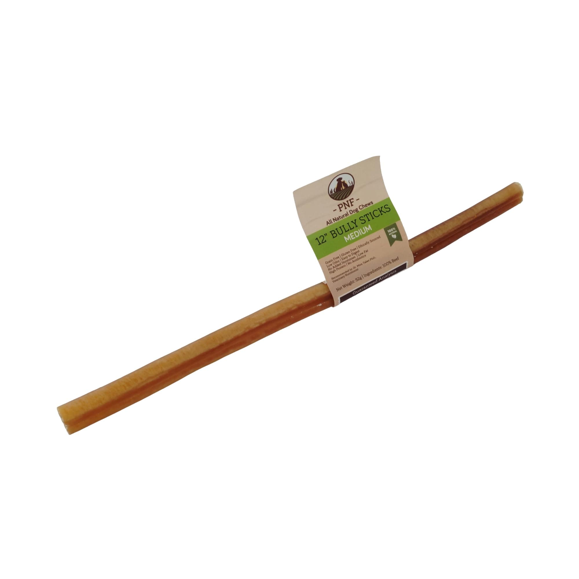 โ 12" Bully Stick (Medium) - 1 piece - Long-Lasting Dog Chew - Made from Antibiotic-free, hormones-free Beef - Ideal for Medium and Larger Breeds