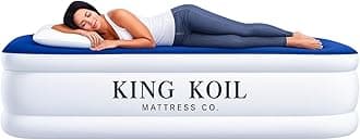 King Koil Luxury Cal King Air Mattress with Built-in Pump for Home, Camping & Guests - King Size Inflatable Airbed Luxury Double High Adjustable Blow Up Mattress, Durable Waterproof & Premium