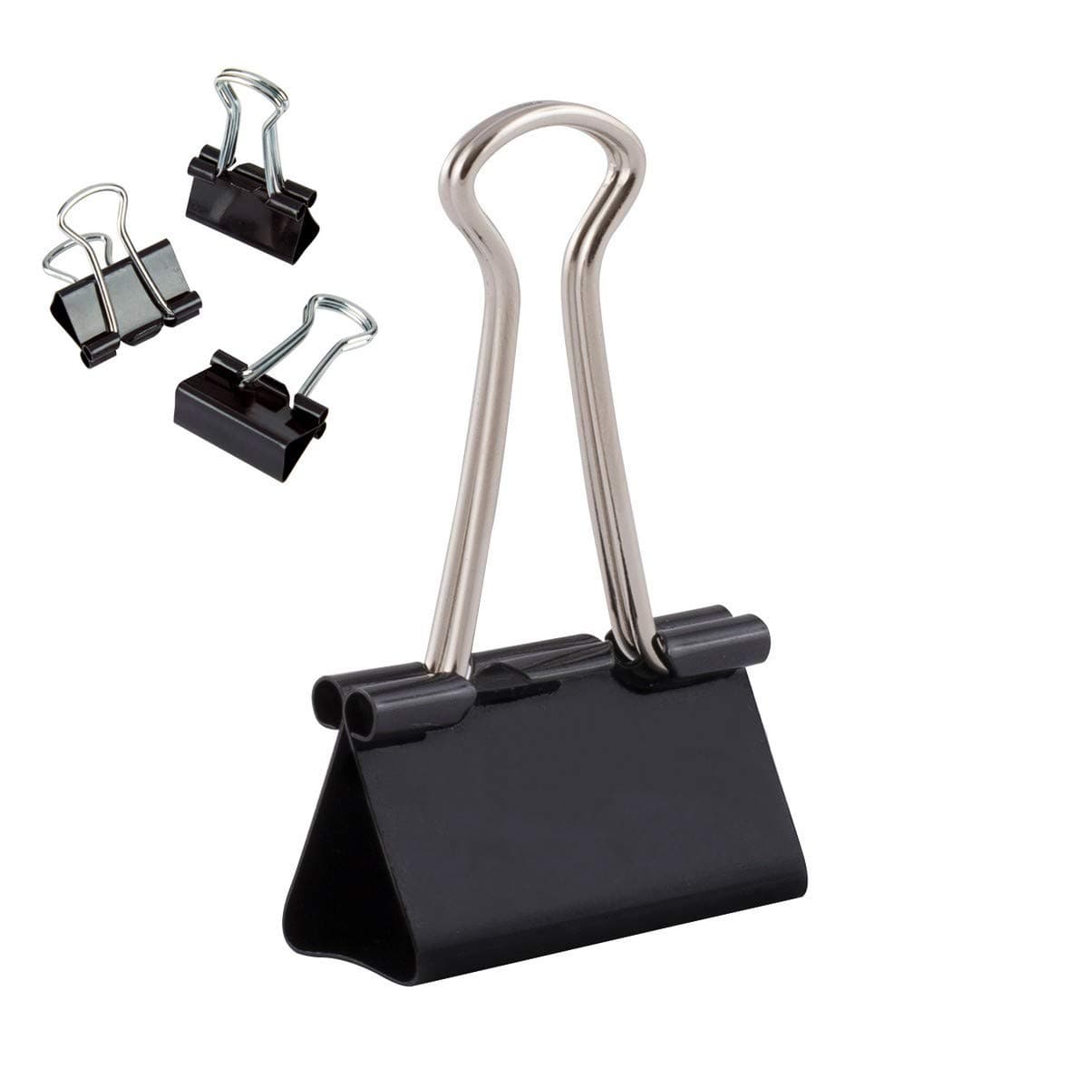 D.RECT Pack of 12 Binder Clips – 32 mm – Medium Bulldog Clips for Paper – Black Metal Foldback Clips for Documents, Notes, Tickets – Office, School & Home Paper Clamps – Strong Steel Paper Holder