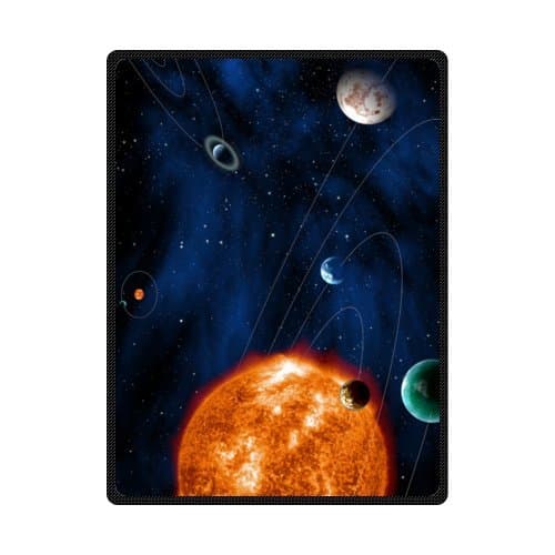 Light Weight Blanket with Space Solar System Universe Planet Art Print Fleece Blankets / Reversible 58" x 80" (Large)