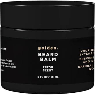 Golden Grooming Beard Balm | Unique Masculine Scent | Shea Butter for Beard Growth | Tames, Moisturizes & Styles – Fresh Scent, 4oz