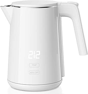 Electric Kettle, 1.0L 1200W Fast Heat with Auto Shut-Off, Boil-Dry Proof, 7 Temperature Control Teapot, Double Wall Stainless Steel Water Boiler Heater, 4H Keep Warm, Cool Touch Coffee Tea Pot, White