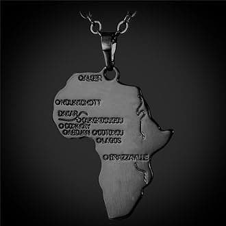 U7 Map of Africa Pendant Necklace for Men Women, African Jewellery, Resizable Chain, Come with Gift Box
