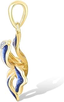 Santuzza 10K Solid Gold Enamel Flower Pendant Without Chain for Women