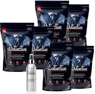 Washing Powder Masculine Opulence of Amber fragrance - Biological, Eco Wash, Low Temperature Formula, No Fabric Softener To Buy - Pack of 6 (1.2kg) + Matching 200ml Fabric Fragrance Spray