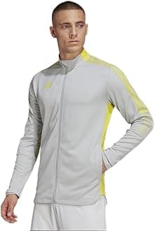 Men's Size Tiro 21 Track Jacket, Team Light Grey/Bright Yellow, Large/Tall