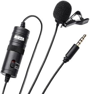 ByM1 Auxiliary Omnidirectional Lavalier Condenser Microphone with 20ft Audio Cable (Black)