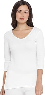 3/4th Sleeve Top for Women, Thermal Upper in Poly Viscose Cotton Blend with Double-Layered Knit for Superior Warmth & Comfort