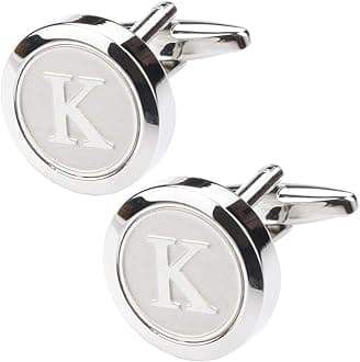 Dannyshi Mens Classic Stainless Steel Initial Cufflinks 26 Alphabet Initial Letter Cufflinks Business Wedding Shirts A-Z