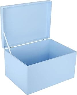 Large Blue Wooden Box Storage with Hinged Lid | 15.8 x 11.8 x 9.44 inches (+-0.5) | Gift Box Storage Document | Product NOT Intended for 15 Years OR Below