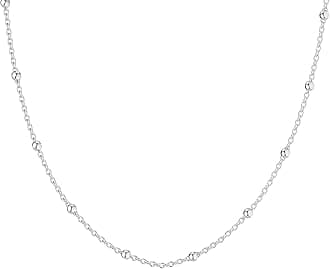 Tewiky Gold Chain Necklace for Women, 14k Gold Plated Thin Beaded Wave Box Chain Necklace Dainty Gold Necklace Simple Layered Gold Choker Necklaces Minimalist Gold Link Chain Necklace Trendy Jewelry for Women