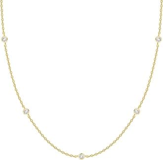 PAVOI 14K White Gold Plated Station Necklace | Simulated Diamond BTY Necklace | Womens CZ Chain Necklace | Layering Necklaces