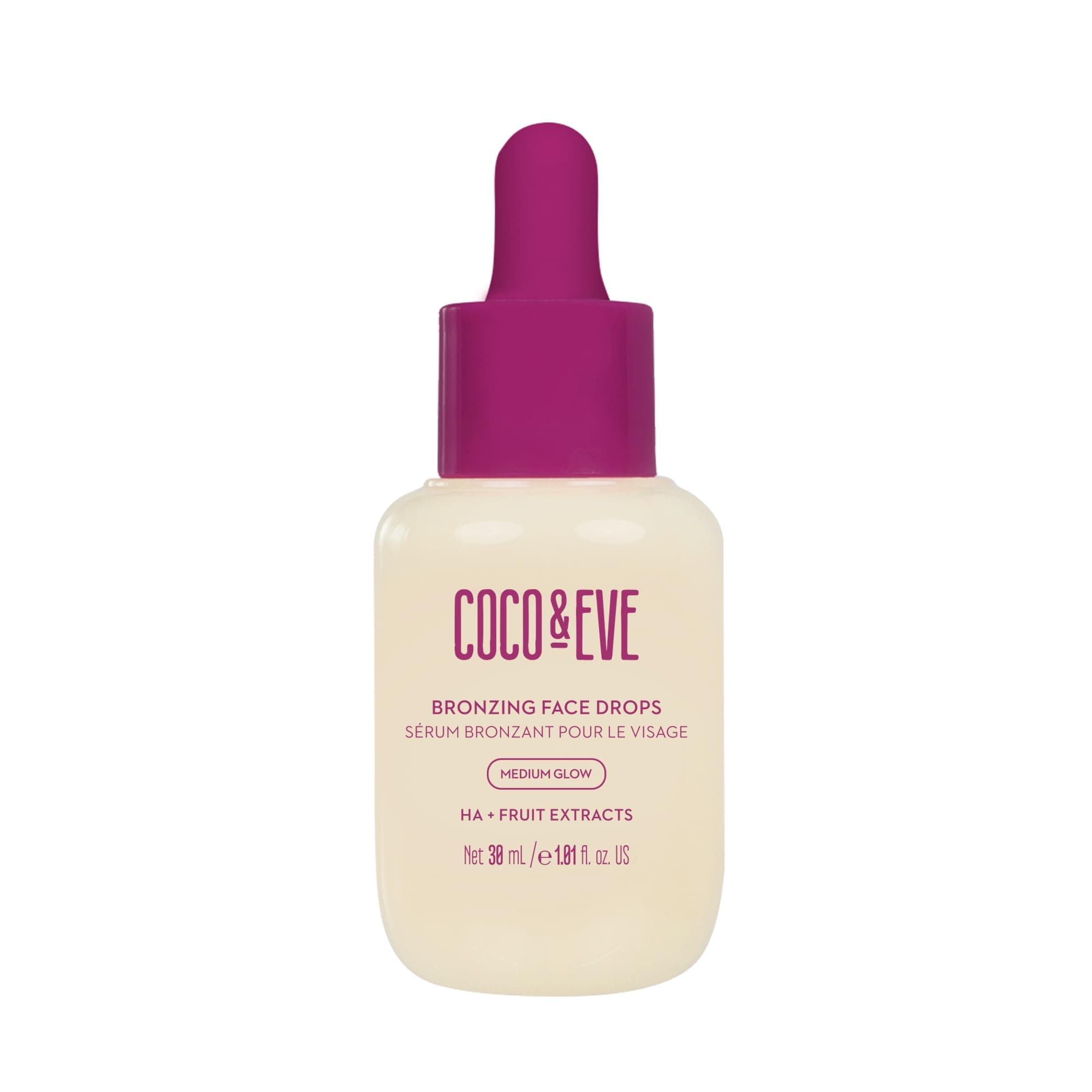 Coco & Eve Self Tanning Drops (Medium) - Customizable Gradual Face Tanner, Hydrating Bronzing Drops with Hyaluronic Acid for a Natural, Glowing Sunless Tan, Vegan, Cruelty Free | 1 Fl Oz