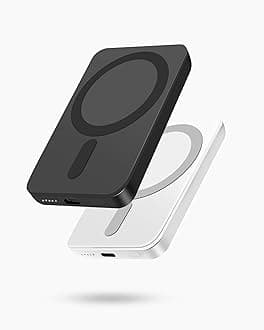 Miady 2-Pack MagSafe-Compatible Portable Charger, 5000mAh Mini Magnetic Power Bank, Compact 5W Wireless Battery Pack for iPhone 17/16/15/14/13/12