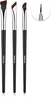 TEOYALL Angled Eyeliner Brushes Set, 3 PCS Ultra Thin Slanted Eyebrow Brush Precision Defined Brushes (3 Angled Eyeliner Brushes)