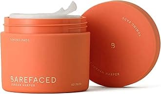 Barefaced Toning Pads (60 count) - Exfoliating Face Pads with 2% Glycolic Acid & Salicylic Acid - Brightens & Cleanses Skin, Clears Pores, Reduces Fine Lines & Wrinkles