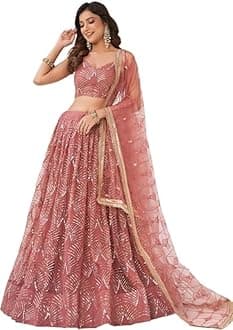 Pink Embroidery Work And Sequins Lehenga Choli For Women