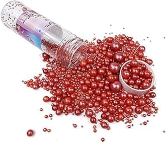 Christmas Sprinkles Edible Pearl Sugar Red Candy 120g/ 4.2oz Baking for Cake Decorations Cupcake Toppers Cookie Decorating Ice Cream Toppings Celebrations Shaker Jar Wedding Shower Party Chirstmas Supplies
