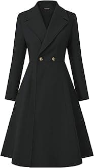 CURLBIUTYWomen Swing Double Breasted Pea Coat Winter Long Overcoat Jacket