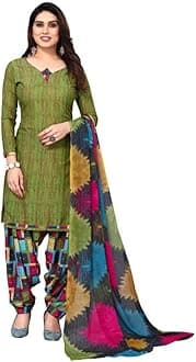 Readymade Indian Punjabi Style Crepe Patiala Salwar Suit with Dupatta for Women