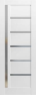 SARTODOORS Lite Slab Barn Door Panel | Quadro 4088 White Silk with Frosted Opaque Glass | Sturdy Finished Wooden Modern Doors | Pocket Closet Sliding-32 x 96"-Frosted Glass