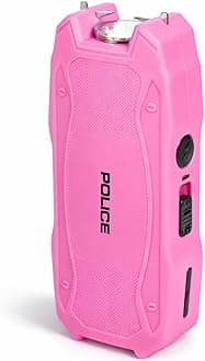 POLICE Stun Gun for Self Defense 1901 – High Voltage Mini Rechargeable with LED Flashlight, Compact & Heavy Duty – Personal Security for Women, Pink