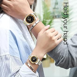 SKMEI Watches for Couples Men and Women His and Hers Pair Watch Set Husband Wife Valentines Matching Wedding Gifts Classic Stainless Luxry Business Waterproof Quartz Analog Wrist Watch