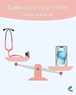 FriCARE Dual Head Stethoscope - Stethoscopes for Nurses, Medical Nursing Students, Paramedics/EMT/LVN/VNA Backup Estetoscopio, Aurora Pink Tube Matte Black Finish Chestpiece