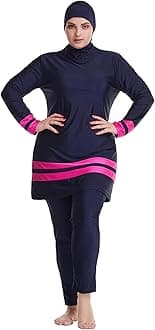 WOWDECORMuslim Swimsuits for Women Plus Size, Full Coverage Burkini Detachable Hijab