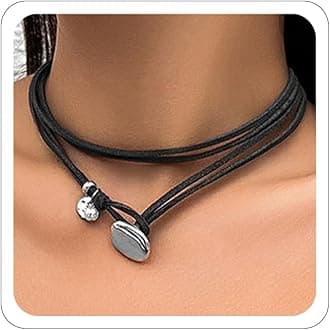 Boho Necklace Leather Necklace for Women,Bohemian Brown Suede Leather Necklaces Turquoise Suede Choker Necklace Boho Wrap Necklaces Jewelry