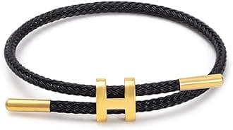 SPOMUNTBracelets Fashion for Women Adjustable Bracelet, Gold-plated Buckle Design Titanium Steel Wire Rope Jewelry