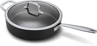 Alva Maestro 4QT Ceramic Nonstick Sauté Pan with Lid – Made With No PTFE, PFOA, PFAS, Oven & Induction Safe to 400°F – Easy Clean, Deep Sauté Pan for Family Meals, Braising & One-Pot Cooking