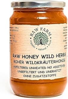Raw Farm - Pure Raw Wildflowers and Herbs Honey 900 g - Unfiltered, Unheated, Unprocessed, Cold-Extracted – Rich in Enzymes & Pollen, Straight from the bee hive