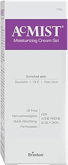 Brinton AcMist Moisturizing Cream Gel for Acne Prone and Oily Skin, Dry Skin Care Cream, 100 g