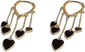 Earrings for Women, Women Dangle Earrings Black Heart Tassels Jewelry Electroplating Bright Luster Drop Earrings for Daily Wear