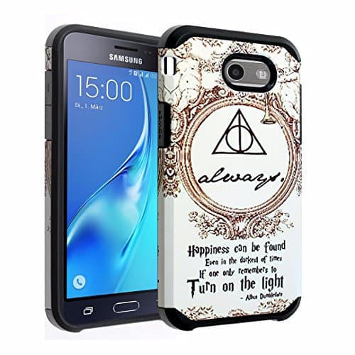 Galaxy J3 Emerge Case, Galaxy Express Prime 2 Case, DURARMOR Harry Potter Hogwarts Train Ticket & Marauders Map Dual Layer Hybrid Shockproof Slim Fit Armor Bumper Air Cushion Defender Case Cover